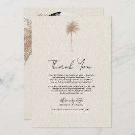 ヴィンテージブラウンパームツリービーチ結婚式ありがとう 招待状
