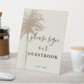 ヴィンテージブラウンパームツリービーチ結婚式ゲストブック 台座サイン (インサイチュ)