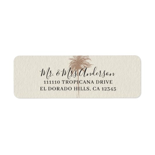 ヴィンテージブラウンパームツリービーチ結婚式 ラベル (正面)
