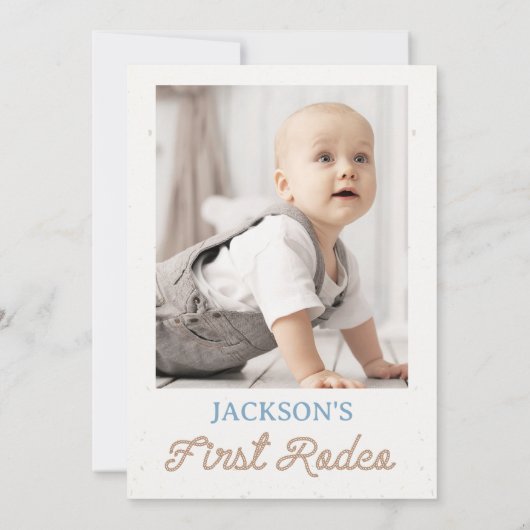 ヴィンテージブラウンフォトカウボーイRodeo 1st誕生日 招待状 (裏面)