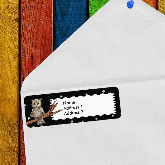 ヴィンテージブラウンフクロウブルーネックレスムーンスターズ ラベル