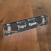 ヴィンテージブラウンフクロルネックレスクレセントムーンスターズ デスクネームプレート (側面)