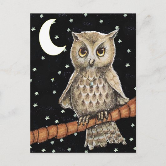 ヴィンテージブラウンフクロルネックレスクレセントムーンスターズ ポストカード (正面)