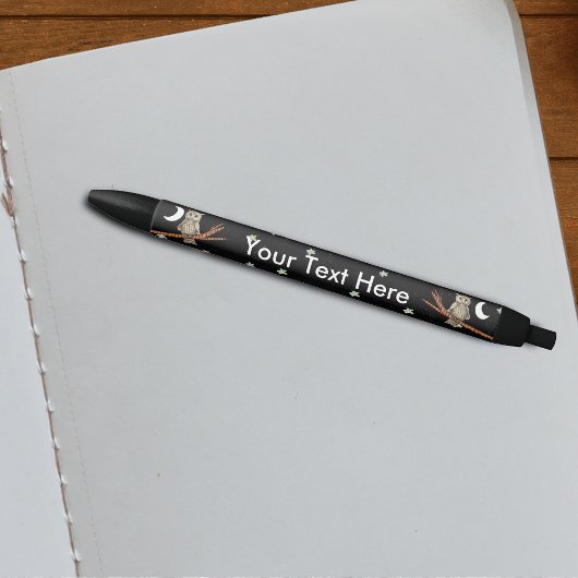 ヴィンテージブラウンフクロルネックレスクレセントムーンスターズ 黒ボールペン