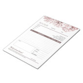 ヴィンテージブラウンフローラアートビジネスインボイステンプレート ノートパッド (アングル)