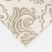 ヴィンテージブラウンフローラダマスク フリースブランケット (角)