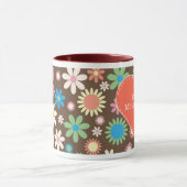 ヴィンテージブラウンフローラデイジーマザーズデイマグ マグカップ (中央)