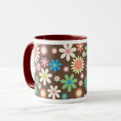 ヴィンテージブラウンフローラデイジーマザーズデイマグ マグカップ (正面左)