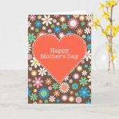 ヴィンテージブラウンフローラデイジーレトロマザーズデイカード カード (黄色い花)