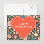 ヴィンテージブラウンフローラデイジーレトロマザーズデイカード ポストカード (正面/裏面)