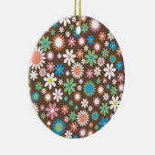 ヴィンテージブラウンフローラデイジーレトロ春の花 セラミックオーナメント (右)