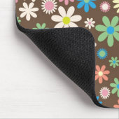 ヴィンテージブラウンフローラデイジーレトロ春の花 マウスパッド (コーナー)