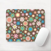 ヴィンテージブラウンフローラデイジーレトロ春の花 マウスパッド (マウス)