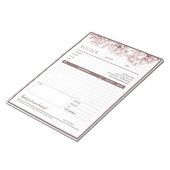 ヴィンテージブラウンフローラフレームのビジネス請求書型枠 ノートパッド (アングル)