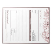 ヴィンテージブラウンフローラフレームのビジネス請求書型枠 ノートパッド (正面)