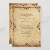 ヴィンテージブラウンフローラ結婚式招待状 招待状 (正面/裏面)