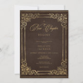 ヴィンテージブラウンブック新しいチャプターがシャワーを開始 招待状 (正面)