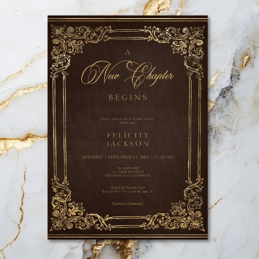 ヴィンテージブラウンブック新しいチャプターがシャワーを開始 招待状