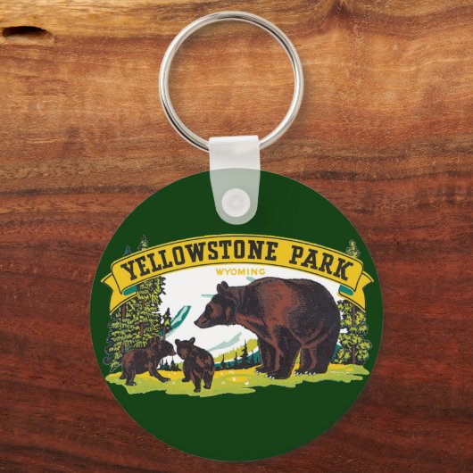 ヴィンテージブラウンベアイエローストーン国立公園 キーホルダー (正面)