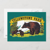 ヴィンテージブラウンベアイエローストーン国立公園 ポストカード (正面/裏面)