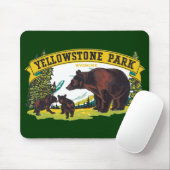 ヴィンテージブラウンベアイエローストーン国立公園 マウスパッド (マウス)