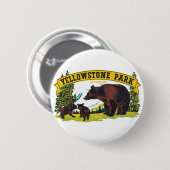 ヴィンテージブラウンベアイエローストーン国立公園 缶バッジ (正面&裏面)