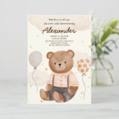 ヴィンテージブラウンベア赤ちゃんシャワー 招待状 (スタンド正面)