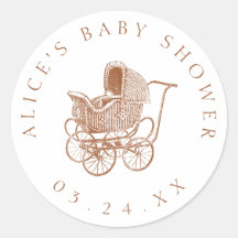 ヴィンテージブラウンベビーキャリッジベビーシャワー