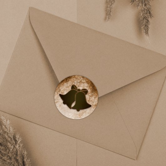 ヴィンテージブラウンベル封筒用シール ラウンドシール