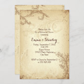 ヴィンテージブラウンベージュの葉のリハーサル夕食会 招待状 (正面/裏面)