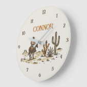 ヴィンテージブラウンベージュウエスタンカウボーイ ラージ壁時計 (傾斜)