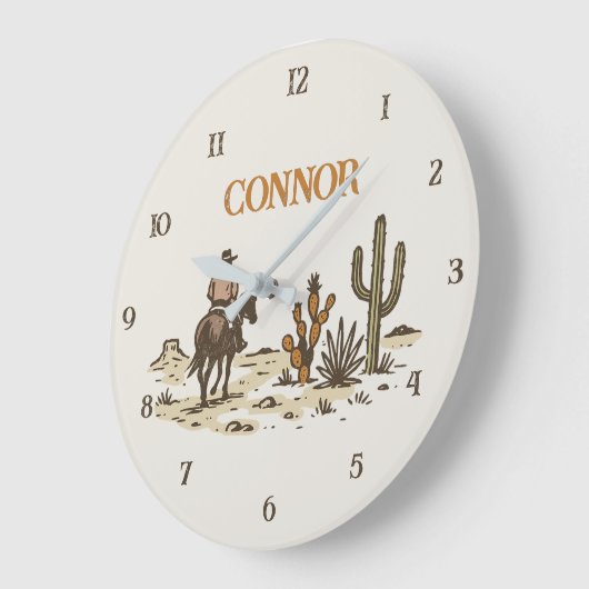 ヴィンテージブラウンベージュウエスタンカウボーイ ラージ壁時計 (傾斜)