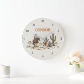 ヴィンテージブラウンベージュウエスタンカウボーイ ラージ壁時計 (ホーム)