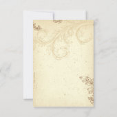 ヴィンテージブラウンベージュスクロール葉結婚式RSVP 出欠カード (裏面)
