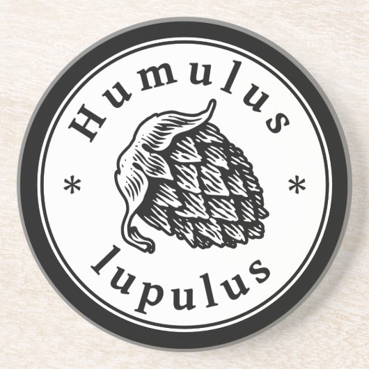 ヴィンテージブラウンホップビールインクアートグラフィックコースター コースター (正面)