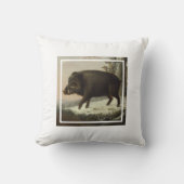 ヴィンテージブラウンボー絵を描ル狩り、ワイルドライフアート クッション (正面)