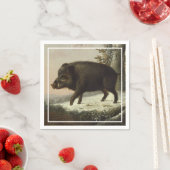 ヴィンテージブラウンボー絵を描ル狩り、ワイルドライフアート スタンダードカクテルナプキン (インサイチュ)