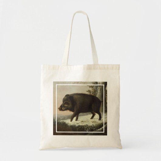 ヴィンテージブラウンボー絵を描ル狩り、ワイルドライフアート トートバッグ (正面)