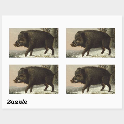 ヴィンテージブラウンボー絵を描ル狩り、ワイルドライフアート 長方形シール (シート)