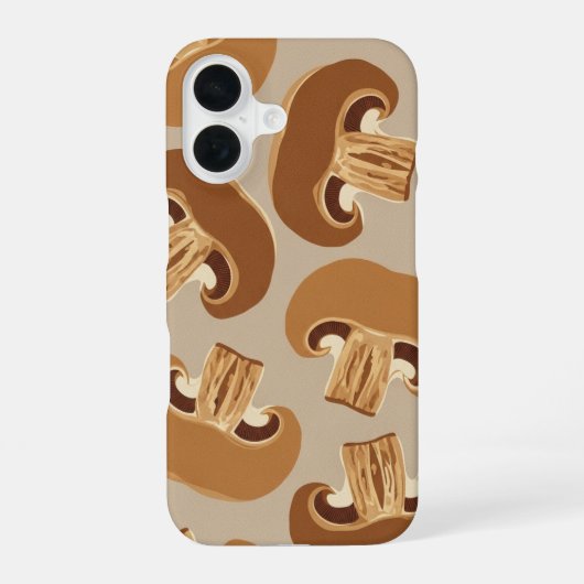 ヴィンテージブラウンマッシュルームスライス柄 iPhone 16ケース (裏面)