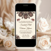 ヴィンテージブラウンモチーフインディアン結婚式招待状 招待状