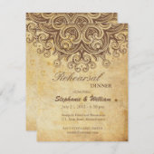 ヴィンテージブラウンリハーサルディナーカード 招待状 (正面/裏面)