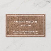 ヴィンテージブラウンレザーロゴ会社のテクスチャ 名刺 (正面)