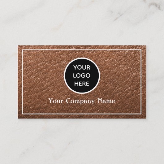 ヴィンテージブラウンレザーロゴ会社のテクスチャ 名刺 (裏面)