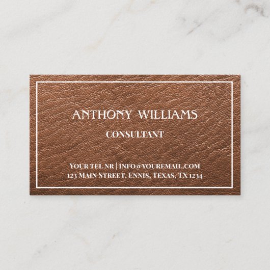ヴィンテージブラウンレザーロゴ会社のテクスチャ 名刺 (正面)