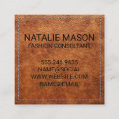 ヴィンテージブラウンレザー |ステッチ縁ど スクエア名刺 (裏面)