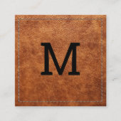 ヴィンテージブラウンレザー |ステッチ縁ど スクエア名刺 (正面)