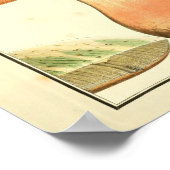 ヴィンテージブラウンレッドマッシュルームアートプリント ポスター (角)