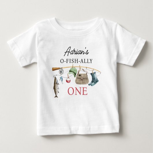 ヴィンテージブラウンロッドO-Fish-Ally One 1 Birthday ベビーTシャツ (正面)