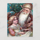ヴィンテージブラウンローブサンタクリスマスはがき ポストカード (正面)